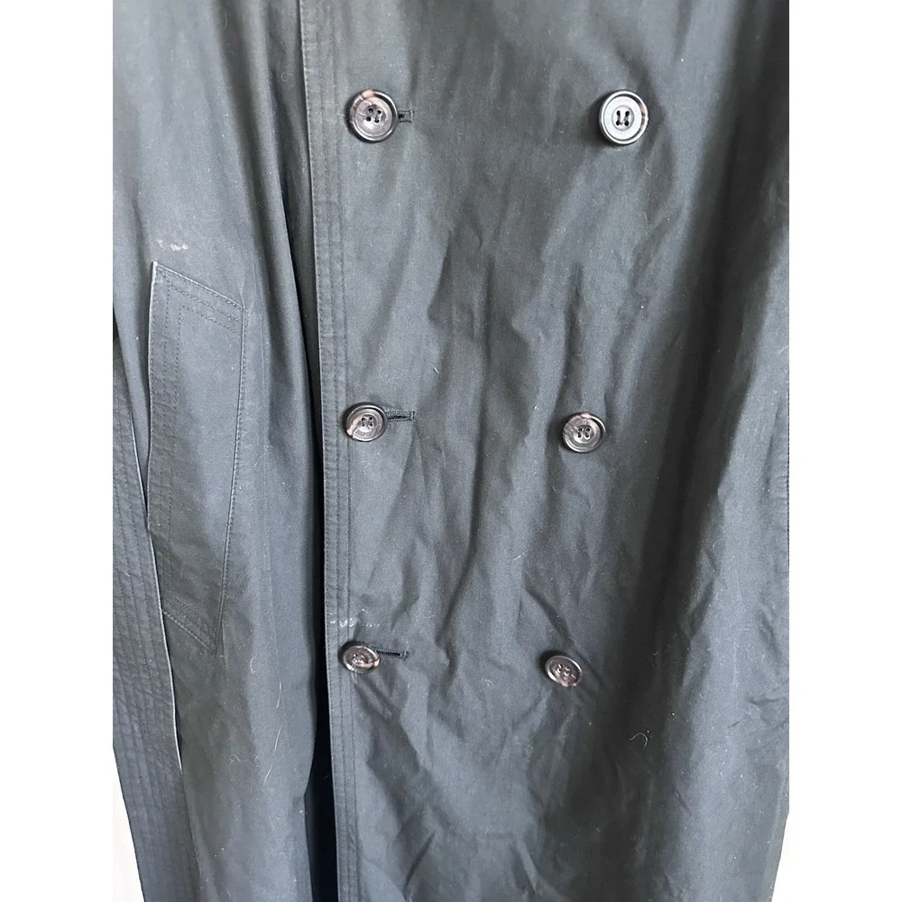 VTG London Fog TOWNE Mens 46R Leather‎ Collar Trench Coat Zip-out Wool Lining